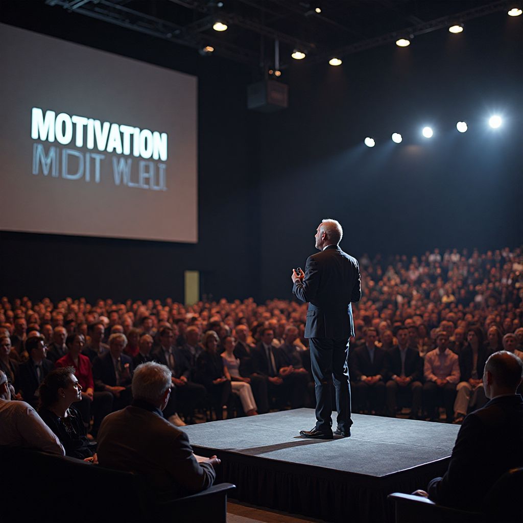 Motivational speaker at conference